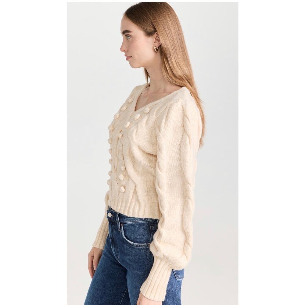 MinkPink Amina Bobbie Cable Knit Open Back Sweater Cream M NWOT - Picture 9 of 10